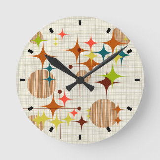 Relógio Redondo Meio século Moderno de Starbursts e Globos
