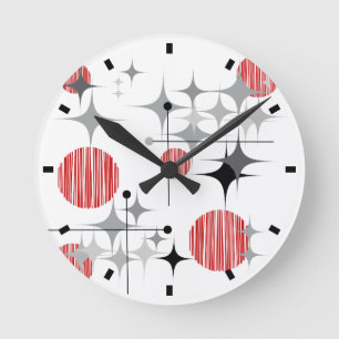 Relógio Redondo Meio século Moderno de Starbursts e Globos
