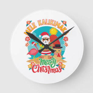 Relógio Redondo Mele Kalikimaka para um Natal havaiano brilhante
