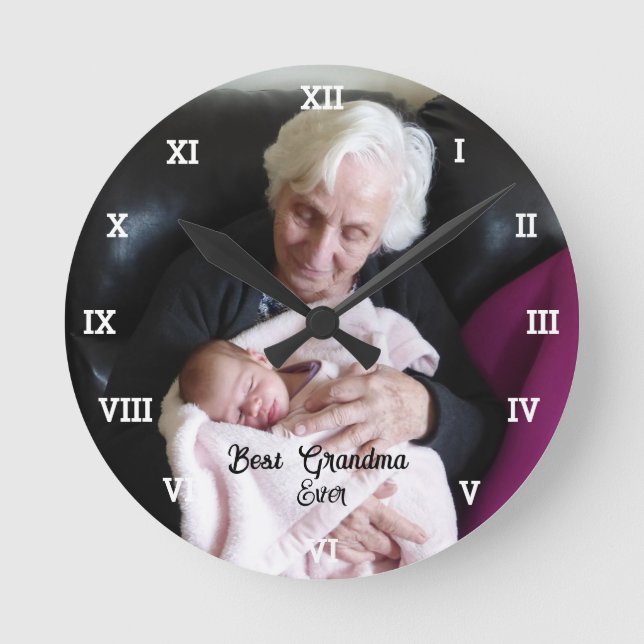 Relógio Redondo Melhor Vovó Colagem de Fotografias Crie a sua (Frente)