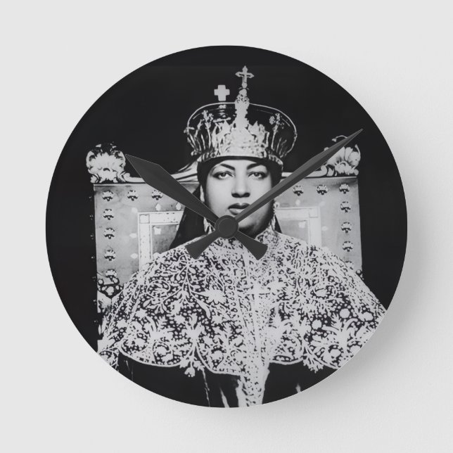 Relógio Redondo Menen Asfaw Haile Selassie HIM Jah Rastafari  (Frente)