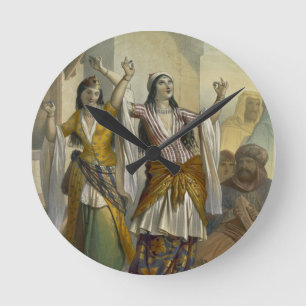 Relógio Redondo Meninas de dança egípcias que executam o Ghawazi