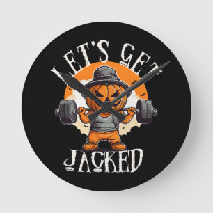 Relógio Redondo Mens Vamos Pegar Pumpkin Jack-O-Lanterna Engraçado