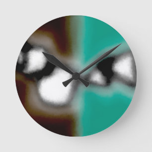 Relógio Redondo Mensagem em uma garrafa: Abstrato Brown, Teal, B &