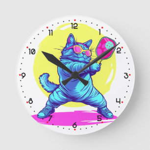 Relógio Redondo Meowlin Smash Pickleball