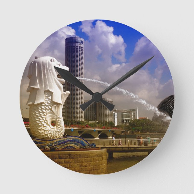 Relógio Redondo Merlion, Singapore (Frente)