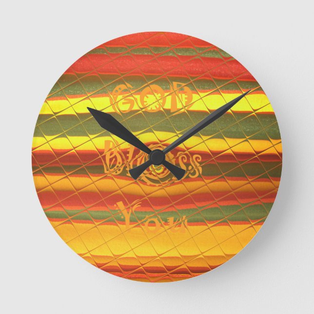 Relógio Redondo Merry Christmas God Bless You Colors Design (Frente)