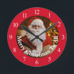Relógio Redondo Merry Christmas Santa Claus Personalize<br><div class="desc">Merry Christmas Santa Claus Personalize Clock to add a special touch to your Christmas Holidays decor. Or give it to that special person in your life. Personalize it with your message.</div>
