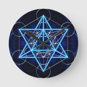 Relógio Redondo Metatrons cubo - Merkaba estrela Tetraeder -