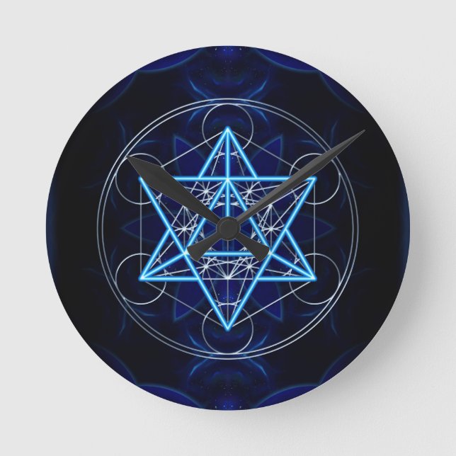 Relógio Redondo Metatrons Würfel - Merkaba - Stern Tetraeder (Frente)