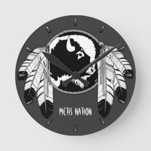 Relógio Redondo Metis Clock First Nation Spirit Buffalo Wall Clock