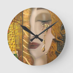 Relógio Redondo Meu Klimt Serie: Ouro