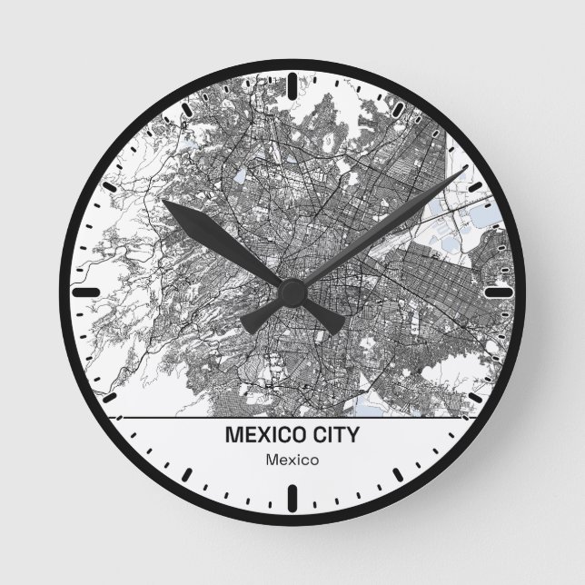 Relógio Redondo Mexico Clock City Line Art (Frente)