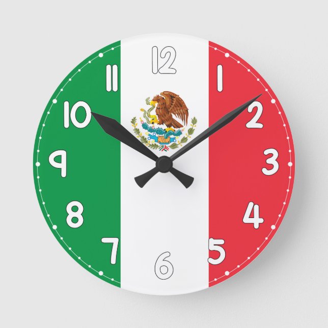 Relógio Redondo Mexico Flag Wall Clock - Flag of Mexico (Frente)