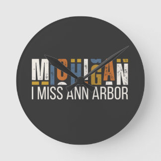 Relógio Redondo Michigan Eu Sinto Saudades de Ann Arbor