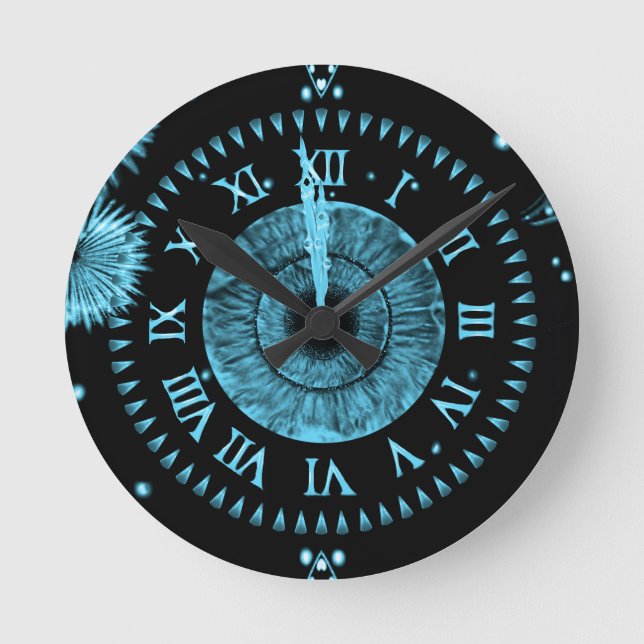 Relógio Redondo Midnight Clock Light Blue (Frente)