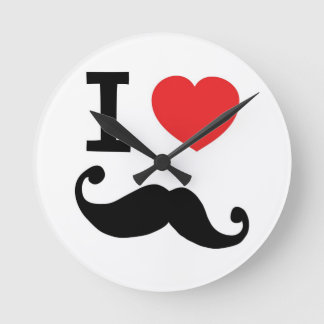 Relógio Redondo Mim do coração Moustache twirly