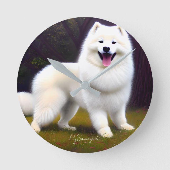 Relógio Redondo Minha Ideia de Presente Personalizada Samoyed, Cut (Frente)