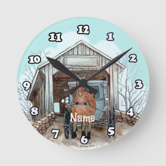 Relógio Redondo Minha ponte coberta pelo Amish (Frente)