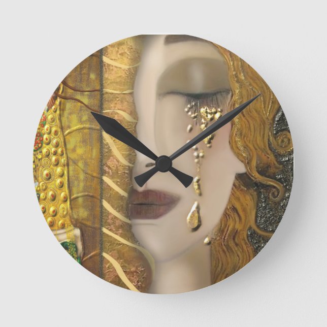 Relógio Redondo Minha Série Klimt:Dourado (Frente)