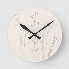 Relógio Redondo Minimal Botanical Wall Clock – Soft Spring 