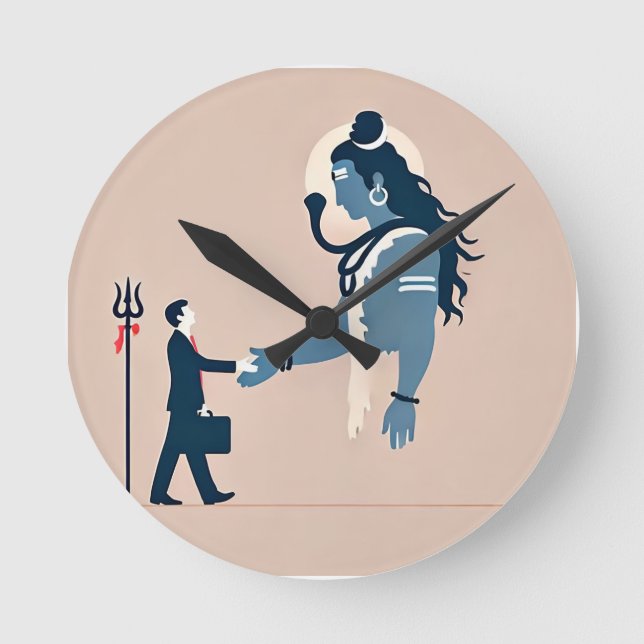 Relógio Redondo minimalism image of an ordinary person greeting go (Frente)