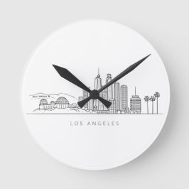 Relógio Redondo Minimalist Los Angeles Skyline Illustration