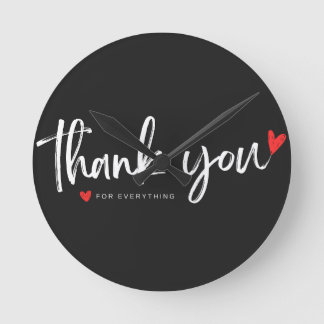 Relógio Redondo Minimalist "Thank You" Wall Clock