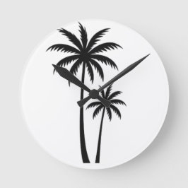 Relógio Redondo Minimalist Tropical Palm Trees Silhouette Art Tee