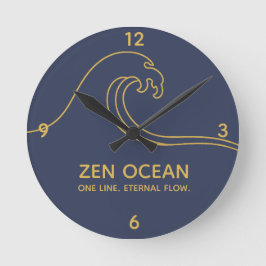 Relógio Redondo Minimalist Zen Wave - Abstract Ocean Line
