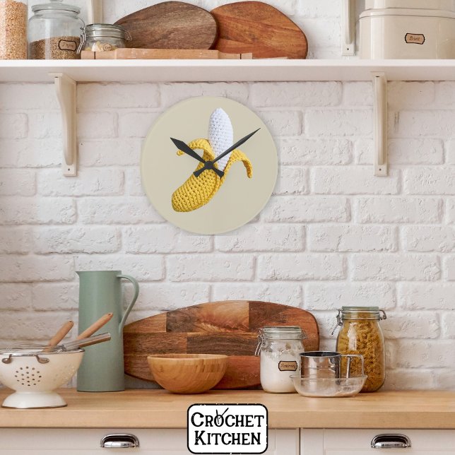 Relógio Redondo Mínimo Moderno da Crochet Crochet Banana (Criador carregado)
