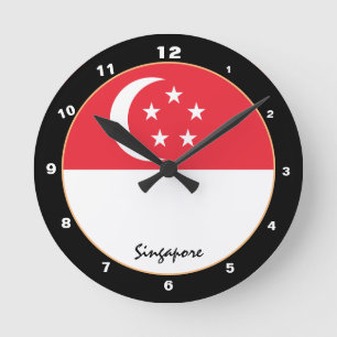 Relógio Redondo Moda de tendência de Singapura Flag e Singapura /