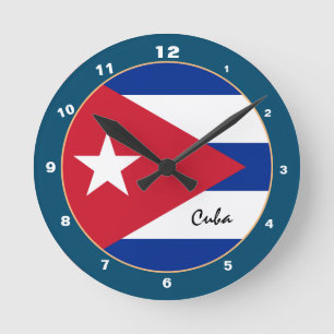 Relógio Redondo Moda de tendências de Bandeira Cubana e Cuba / de