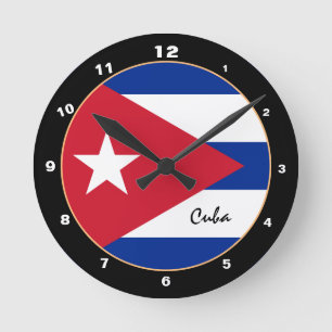 Relógio Redondo Moda de tendências de Bandeira Cubana e Cuba / de