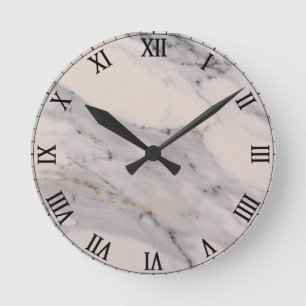 Relógio Redondo Modern black gray pink marble pattern 