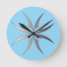 Relógio Redondo Modern Black & White Geometric Tech Wall Clock