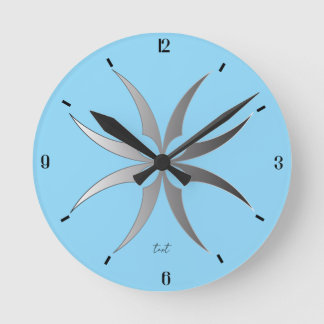 Relógio Redondo Modern Black & White Geometric Tech Wall Clock