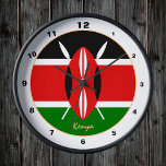 Relógio Redondo Modern Kenyan Flag, Kenya Home / design<br><div class="desc">Wall Clock: Modern patriotic Kenya & Kenyan Flag fashionable home design - love my country,  travel,  holiday,  national patriots / sports fans</div>