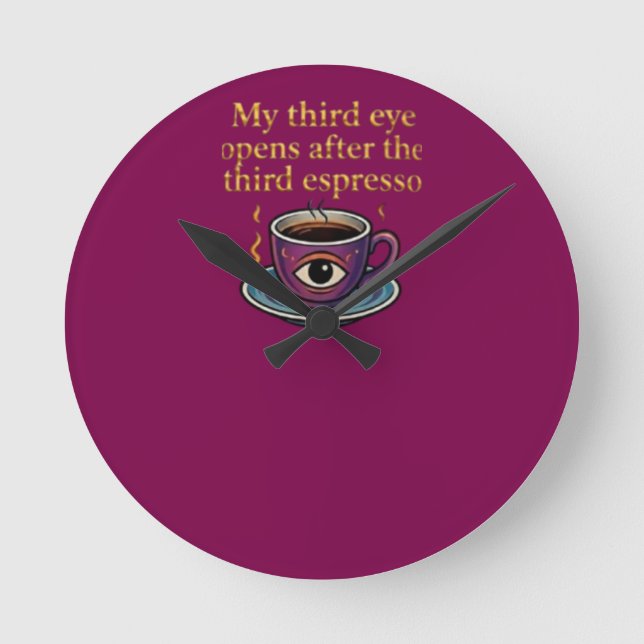 Relógio Redondo Modern Mystic Coffee Art My third eye collection (Frente)