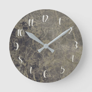 Relógio Redondo Moderno de mármore Glam do granito preto