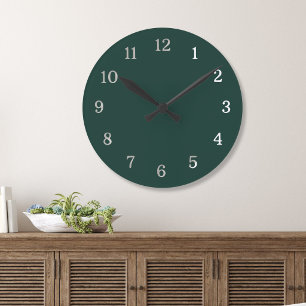 Relógio Redondo Moderno Minimalista Verde Floresta E Branco