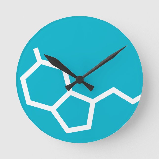 Relógio Redondo Molécula de Serotonina - Felicidade (Frente)
