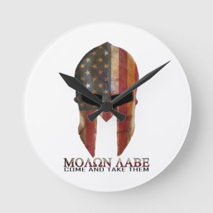 Relógio Redondo Molon Labe - vindo e toma-lhes os EUA espartanos
