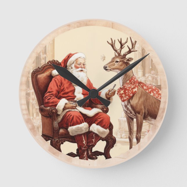 Relógio Redondo Momento silencioso dos papais noeis (Frente)