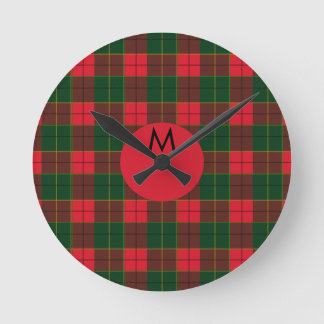 Relógio Redondo Monogram Winter Holiday Tartan pattern Scottish