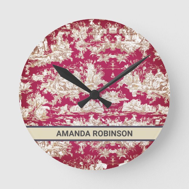 Relógio Redondo Monograma do lago vermelho legado de jouy (Frente)