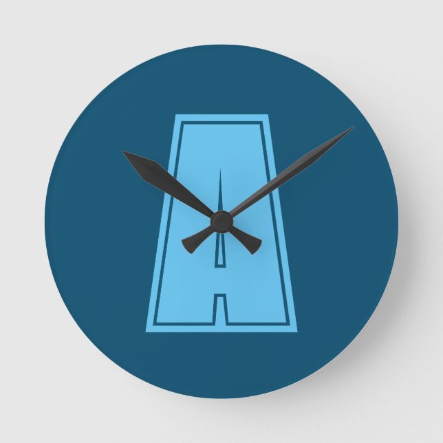 Relógio Redondo Monograma Inicial Monograma do Ocean & Sky Blue Ch (Frente)