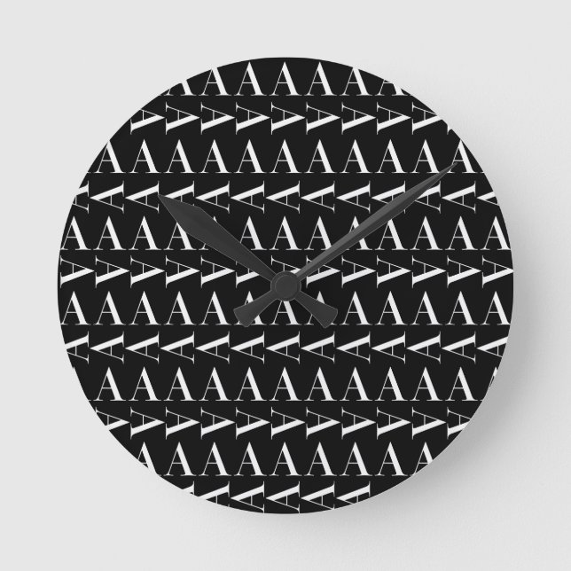 Relógio Redondo Monograma - Letra Inicial A (Frente)