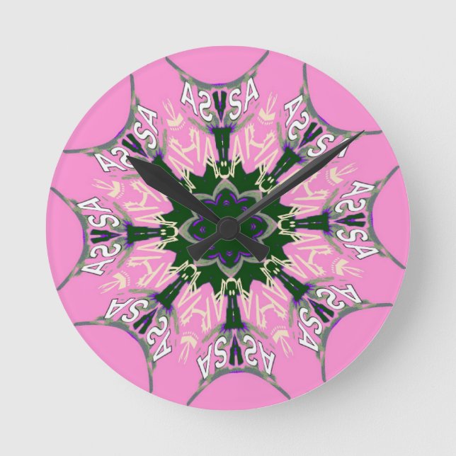 Relógio Redondo Monograma roxo bonito de do motivo da máscara do (Frente)