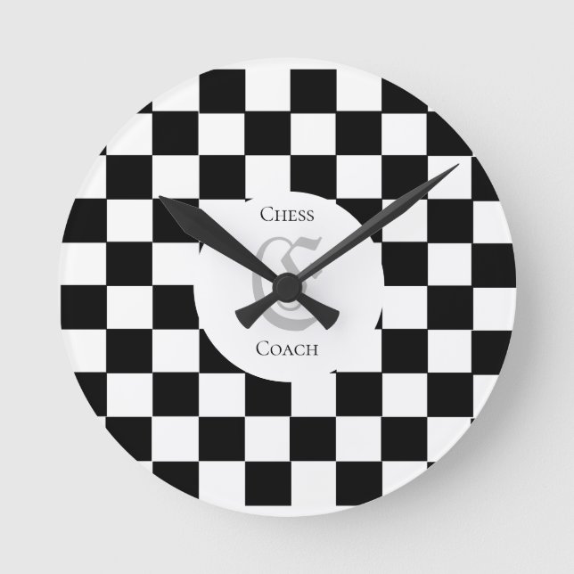 Relógio Redondo Monograma Verificado Nome Personalizado Profissão  (Frente)